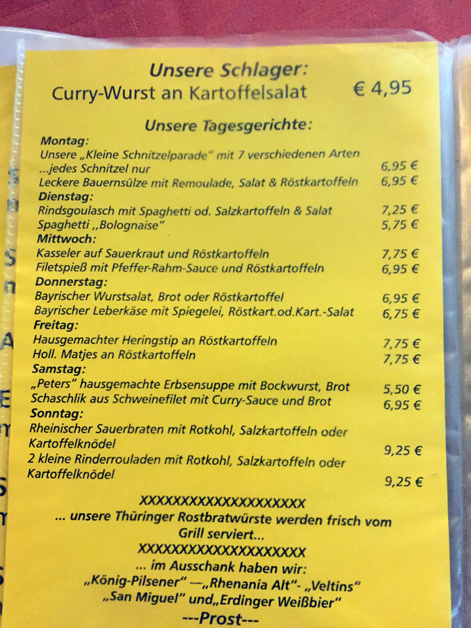 Speisekarte Tagesgericht