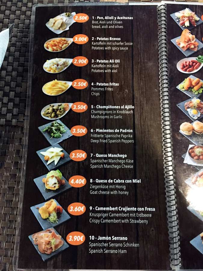 La Vendetta Speisekarte Tapas