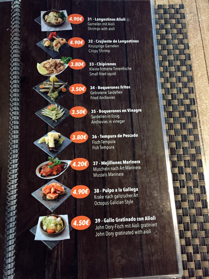La Vendetta Speisekarte Tapas