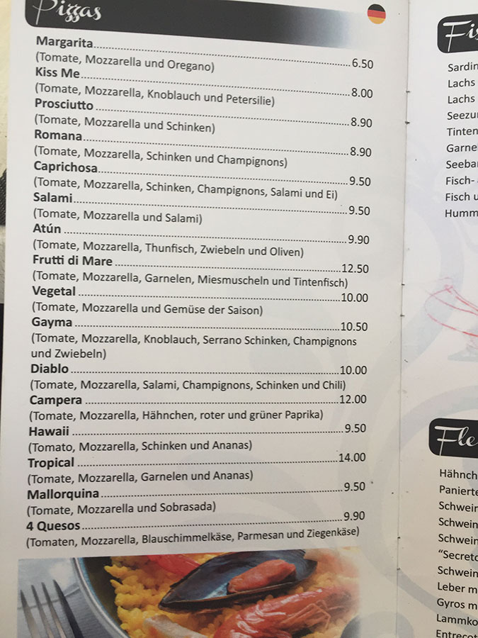 Pizzaangebot